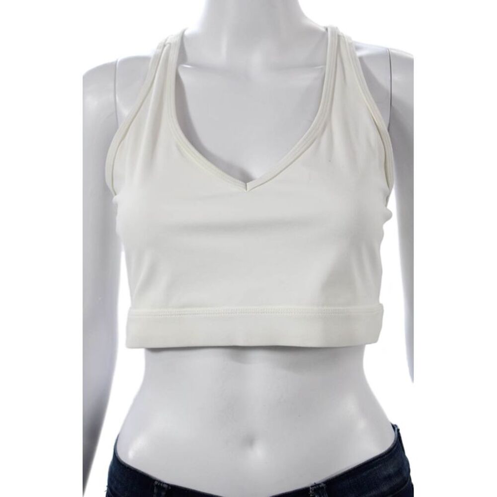 Varley Womens Scoop Neck Stretch Knit Sports Bra White Size Extra Large